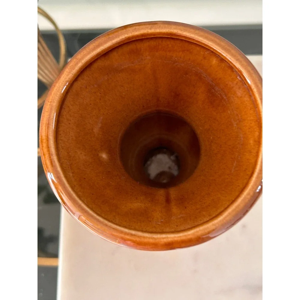 Vintage Haeger USA Pottery Vase 238 Marigold Agate Wrap Glaze Mid Century Modern